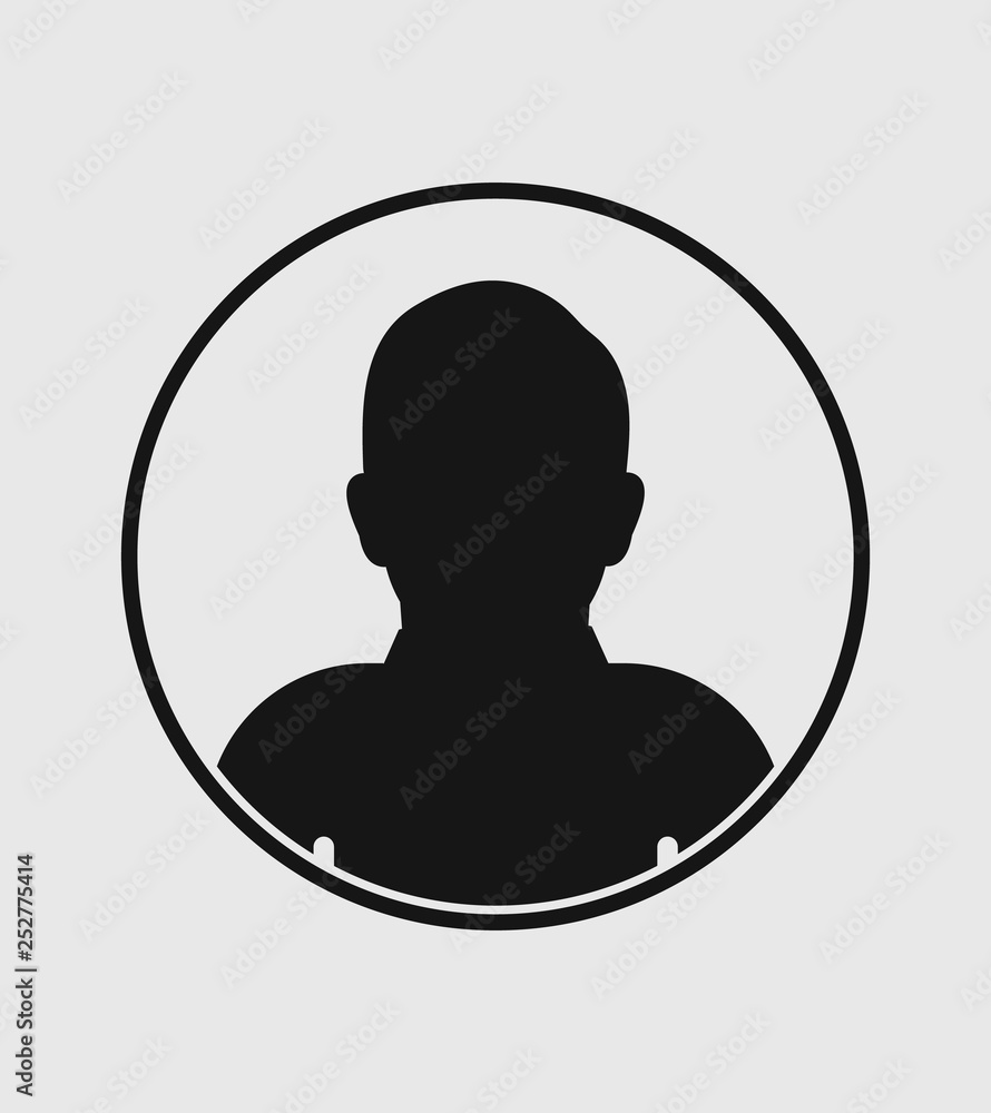 Man profile Icon with circle shape on gray Background Man profile Icon with circle shape on gray Background
