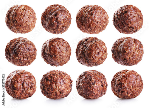 Fotografie Chocolate corn balls isolated on white background.