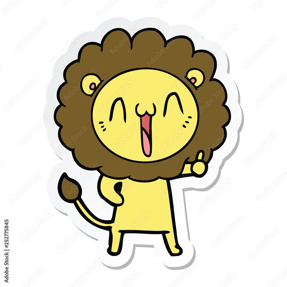 sticker of a happy cartoon lion sticker of a happy cartoon lion