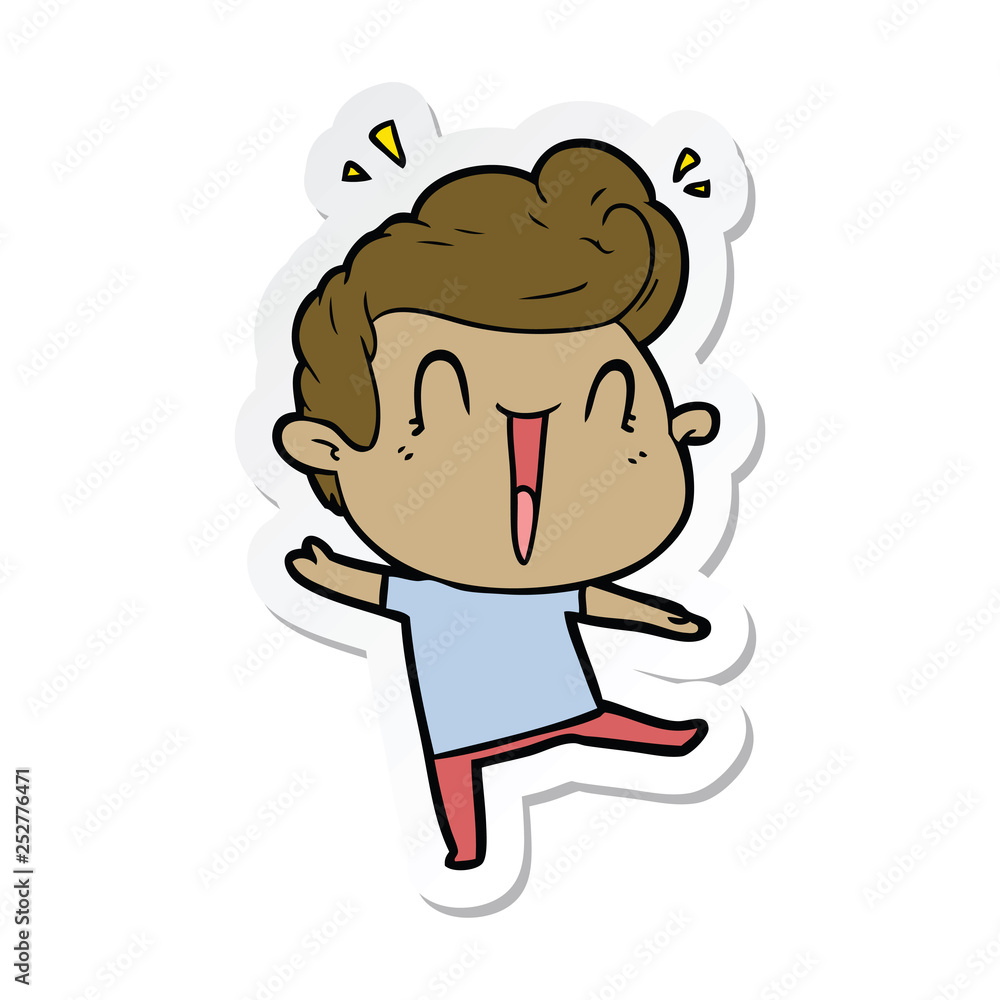 sticker of a cartoon excited man sticker of a cartoon excited man