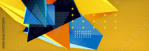 3d triangular shapes geometric background. Origami style pattern with triange shapes for decorative design. Poster design. Line design. Modern presentation template