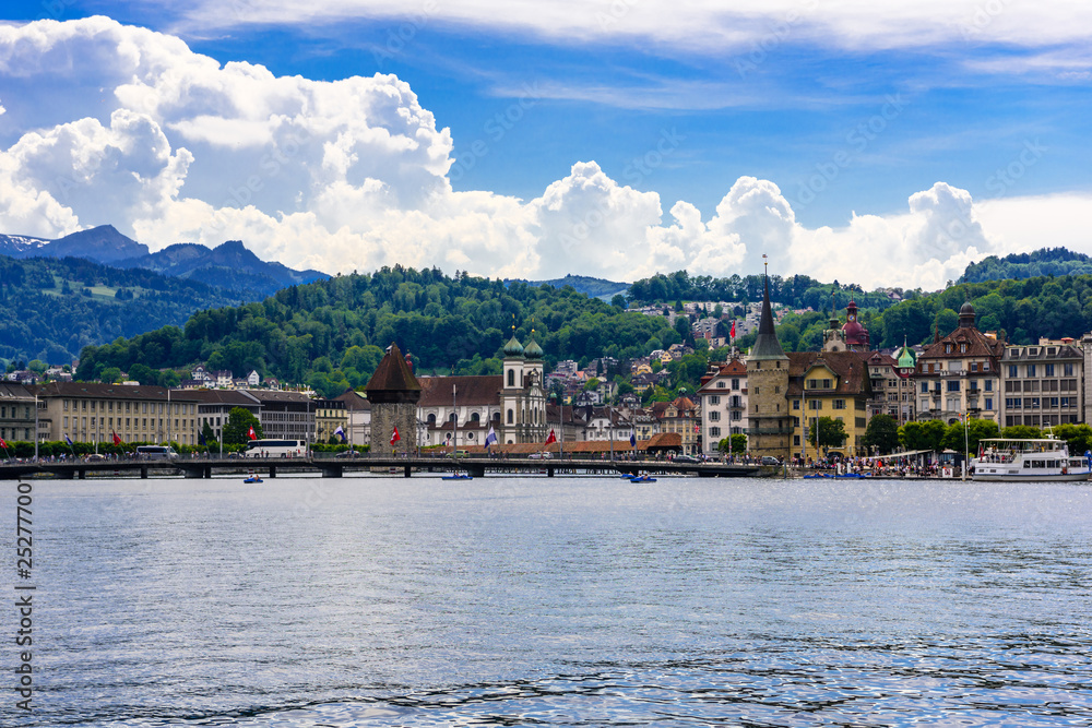 Clear transparent azure lake Lucerne, Luzern,  Switzerland