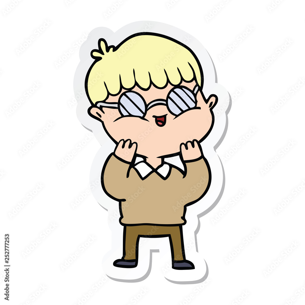 sticker of a cartoon boy wearing spectacles sticker of a cartoon boy wearing spectacles