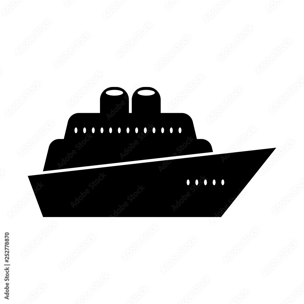 Obraz premium Yacht monochrome icon - vector