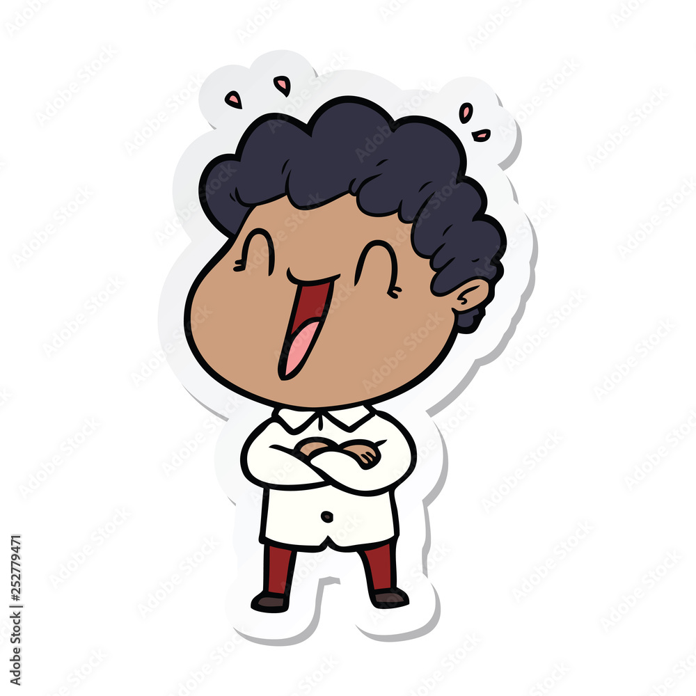 sticker of a cartoon happy man sticker of a cartoon happy man
