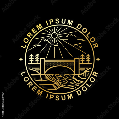 bridge and sun line art style