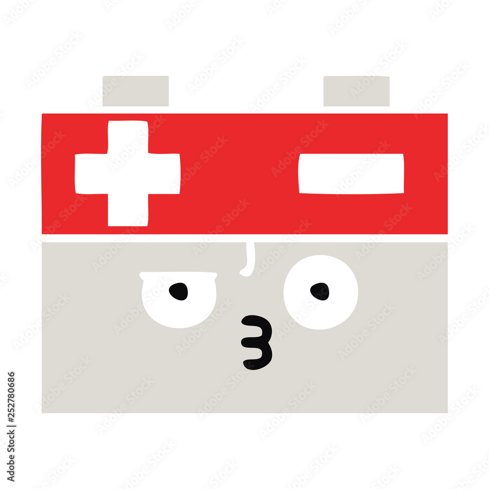 Fototapeta premium flat color retro cartoon car battery