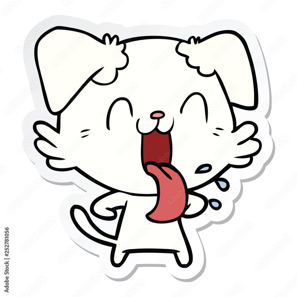 sticker of a cartoon panting dog sticker of a cartoon panting dog