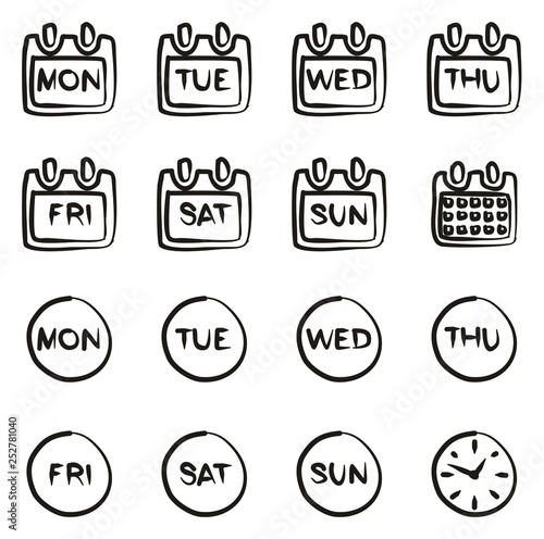 Days of the Week Icons Freehand