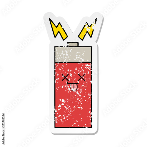 distressed sticker of a cute cartoon battery