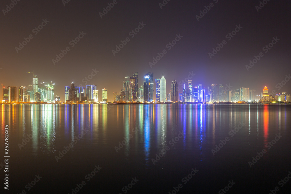 DOHA, QATAR – APRIL 08 2013: Skyline of Westbay Doha in Qatar.