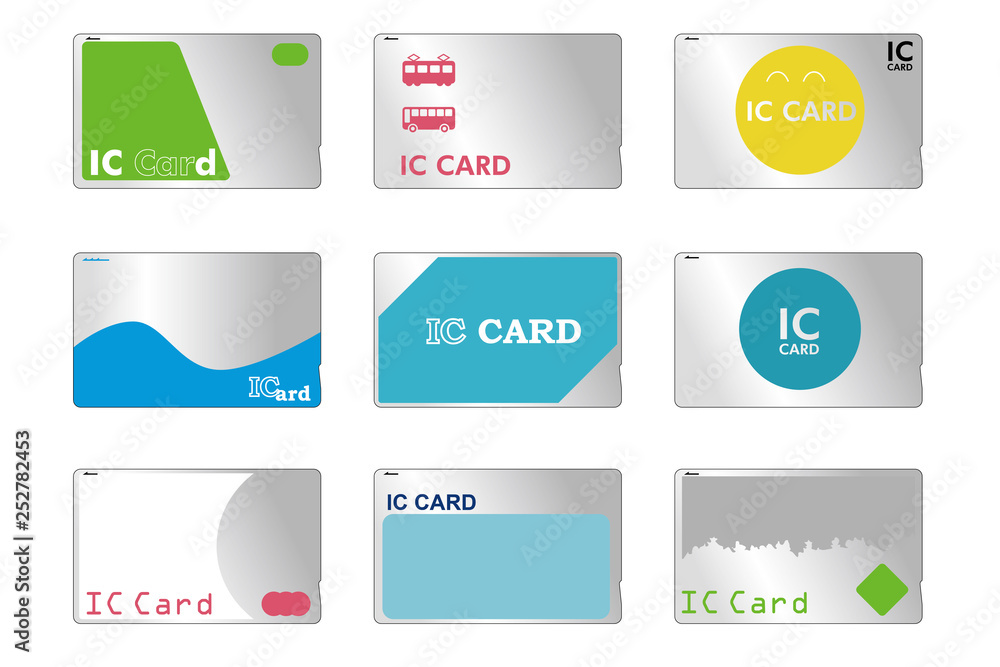 交通系電子マネー Icカードのイラスト アイコン 9種 ベクターデータ Stock Vector Adobe Stock