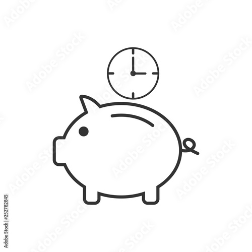 Money saving, time icon. Vector illustration, flat design.