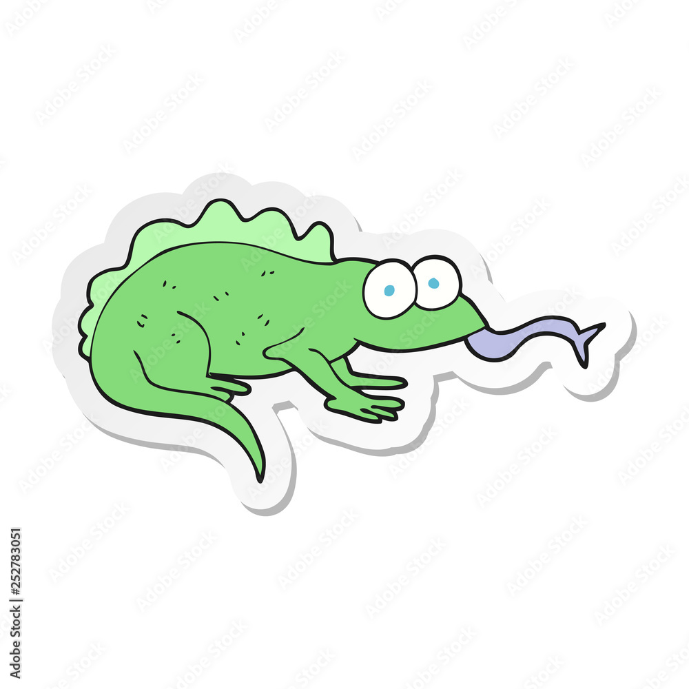 sticker of a cartoon lizard sticker of a cartoon lizard
