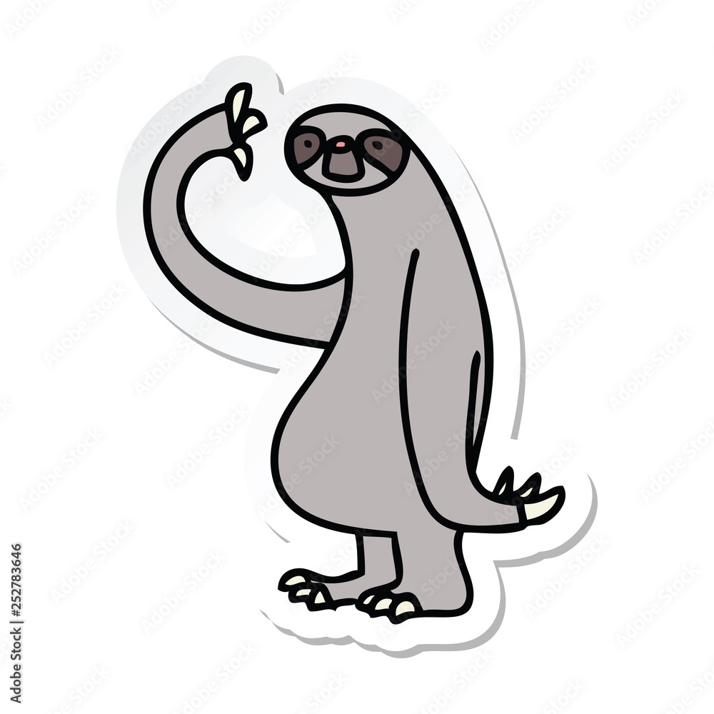 sticker of a quirky hand drawn cartoon sloth sticker of a quirky hand drawn cartoon sloth