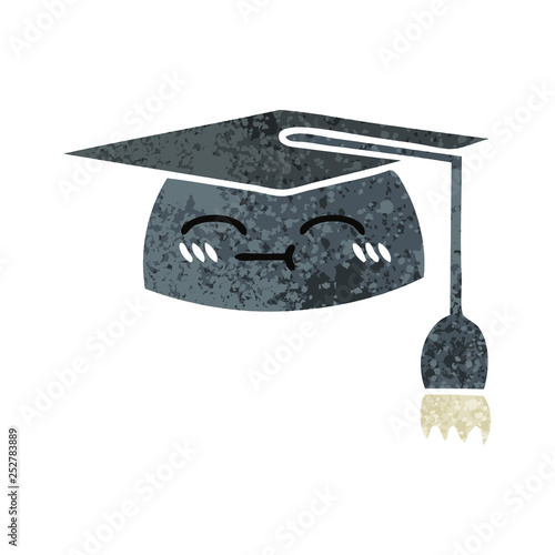 retro illustration style cartoon graduation hat