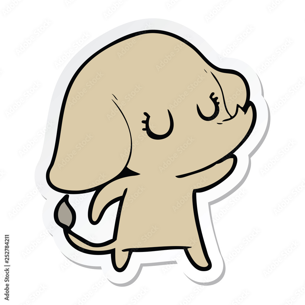 sticker of a cute cartoon elephant sticker of a cute cartoon elephant