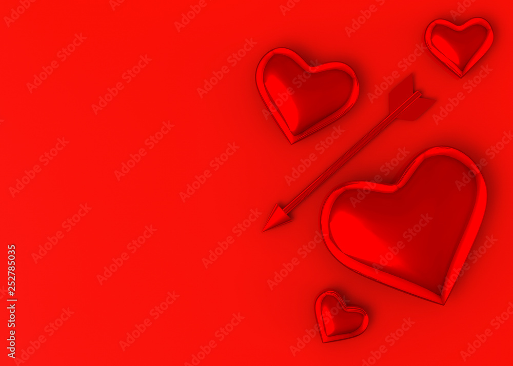 Heart and Arrow Background -3D