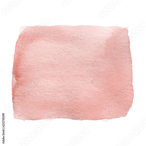 Pink watercolor vector spot, hand drawn watercolor stain smear brush, isolated on white background