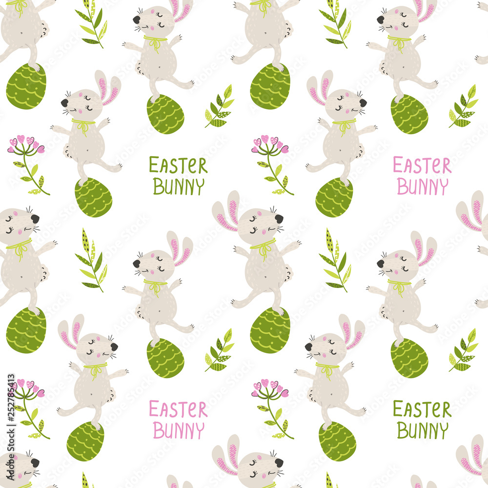 Obraz premium Seamless pattern with Easter bunny