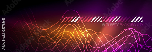 Glowing neon abstract lines, techno futuristic template © antishock