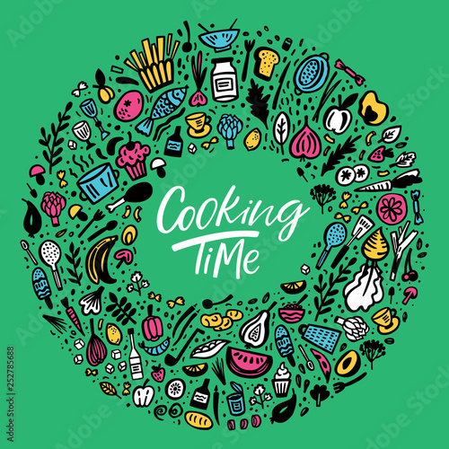 Cooking Time doodle sticker set