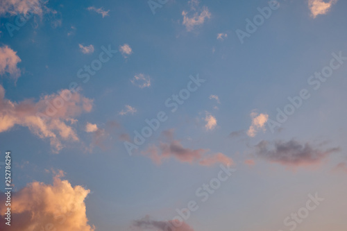Vanilla sky with clouds in the tropics evening time