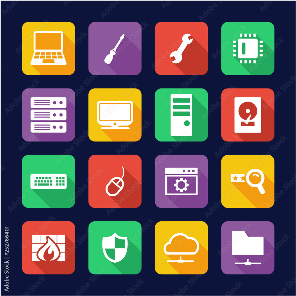 Computer Repair or Computer Service Icons Flat Design Computer Repair or Computer Service Icons Flat Design