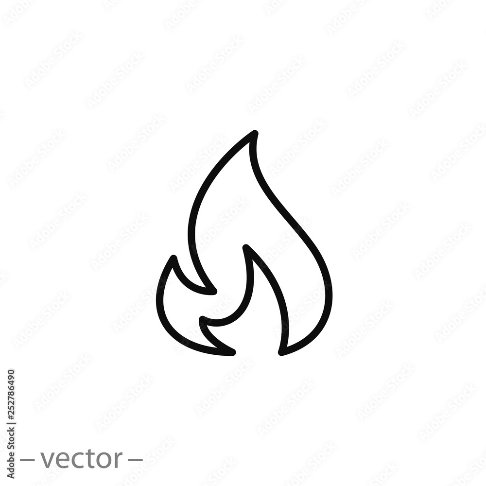 Fire icon, hot line sign isolated on white background - editable stroke vector illustration eps10 Fire icon, hot line sign isolated on white background - editable stroke vector illustration eps10