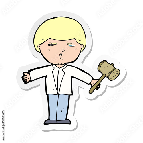 sticker of a cartoon auctioneer