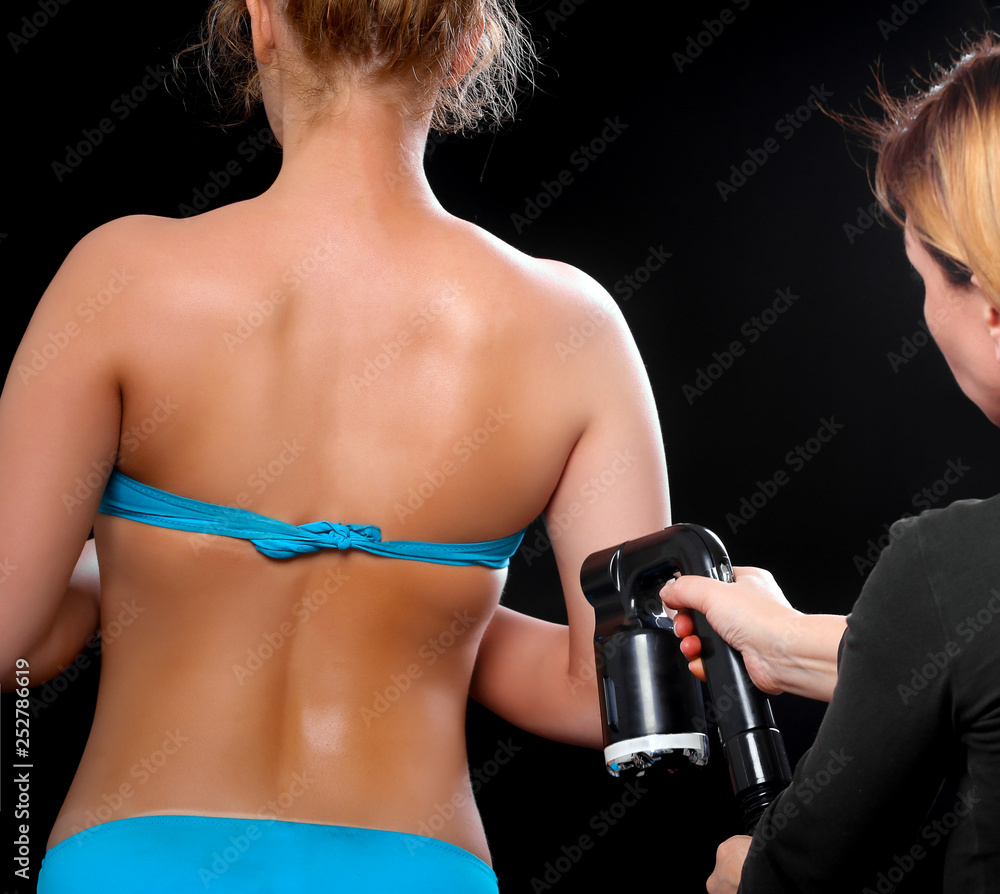 Woman body paint with airbrush Woman body paint with airbrush