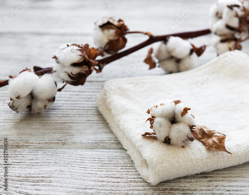 cotton flower and towel