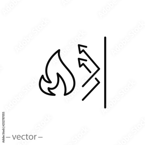 fireproofing icon, fire insulation linear sign on white background - editable vector illustration eps10