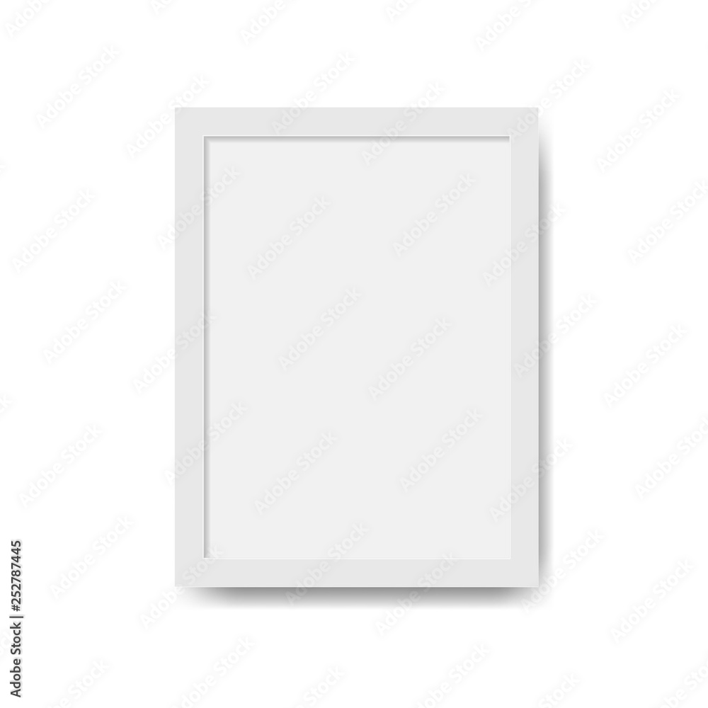 White square picture frame. Wide frame or small picture. Minimalistic photo realistic frame. Graphic design element for scrapbooking, art work presentation, web, flyers, posters. Vector illustration. White square picture frame. Wide frame or small picture. Minimalistic photo realistic frame. Graphic design element for scrapbooking, art work presentation, web, flyers, posters. Vector illustration.