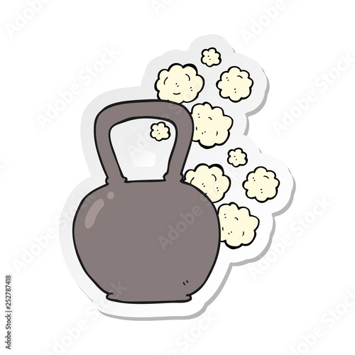 sticker of a cartoon heavy kettle bell