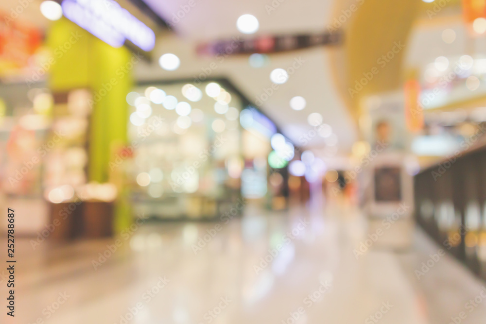 Abstract blur modern shopping mall interior defocused background