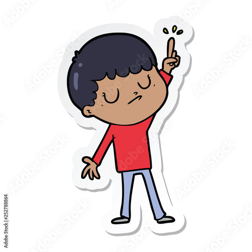 sticker of a cartoon grumpy boy