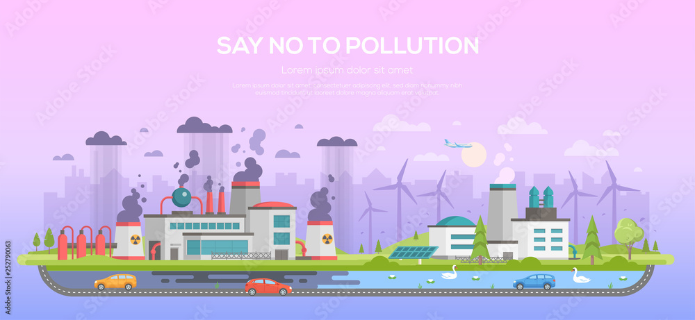 Say no to pollution - modern flat design style vector illustration