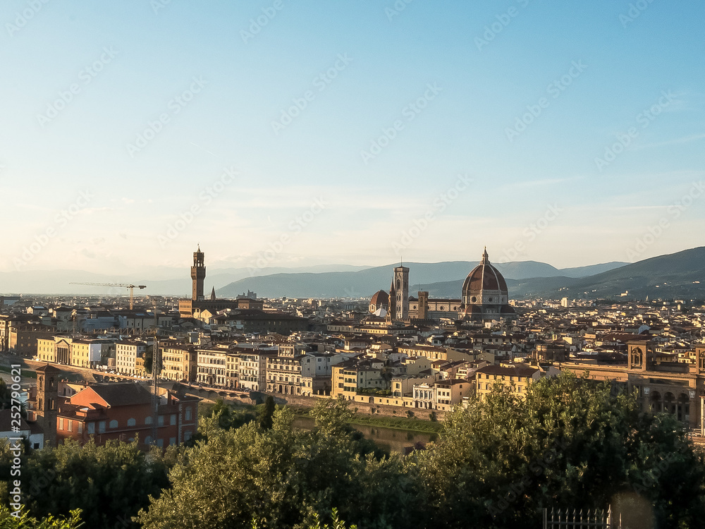 wide angle afternoon view of the duomo and florence