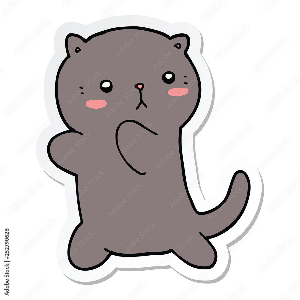 sticker of a cute cartoon cat sticker of a cute cartoon cat