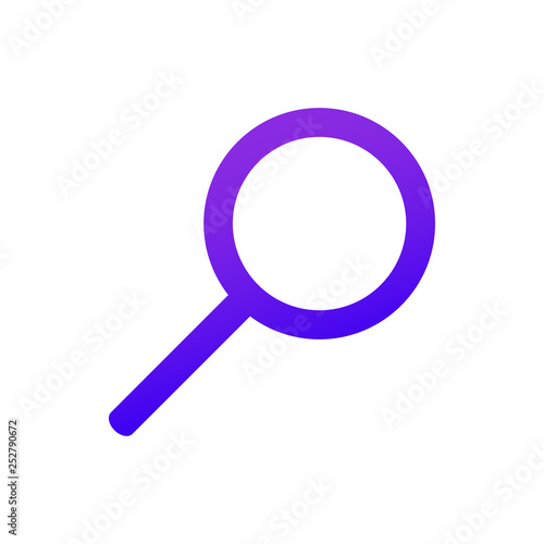Web icon Magnifier. Purple gradient. Search sign.