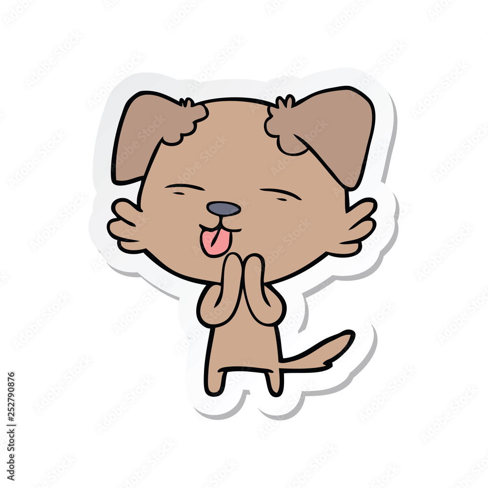 Fototapeta premium sticker of a cartoon dog sticking out tongue