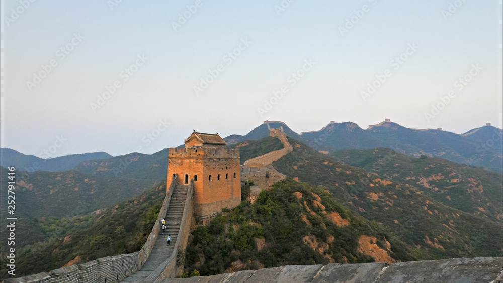 sunset shot of the great wall of China