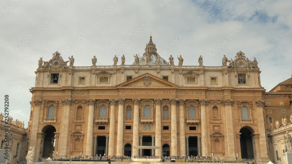 exterior close view of saint peter's basilica and square, rome