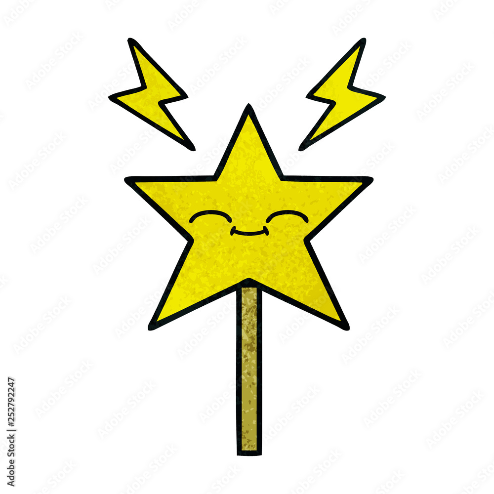 retro grunge texture cartoon magic wand retro grunge texture cartoon magic wand