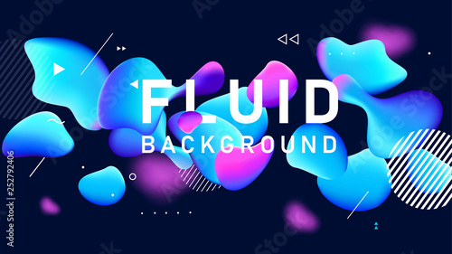 Abstract horizontal composition color liquid shapes. Flow. Fluid. Blue and pink. geometric elements. Modern background. Vector illustration. eps 10