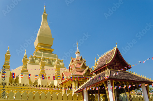 Pha That Luang  or Great Stupa  is The One Attractive Landmark of Vientiane City of Laos.
