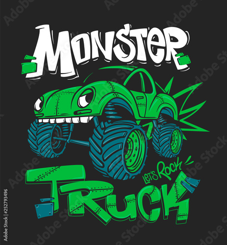 Monster Truck. Vector illustration for t-shirt prints
