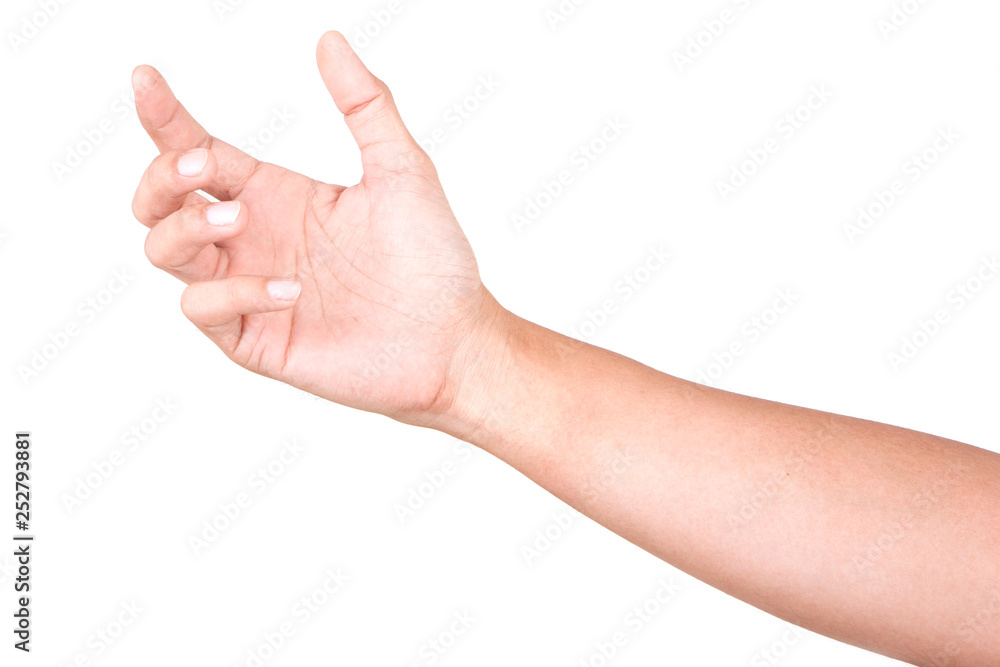 Male Caucasian hand gestures isolated over the white background. GRAB HAND. Male Caucasian hand gestures isolated over the white background. GRAB HAND.