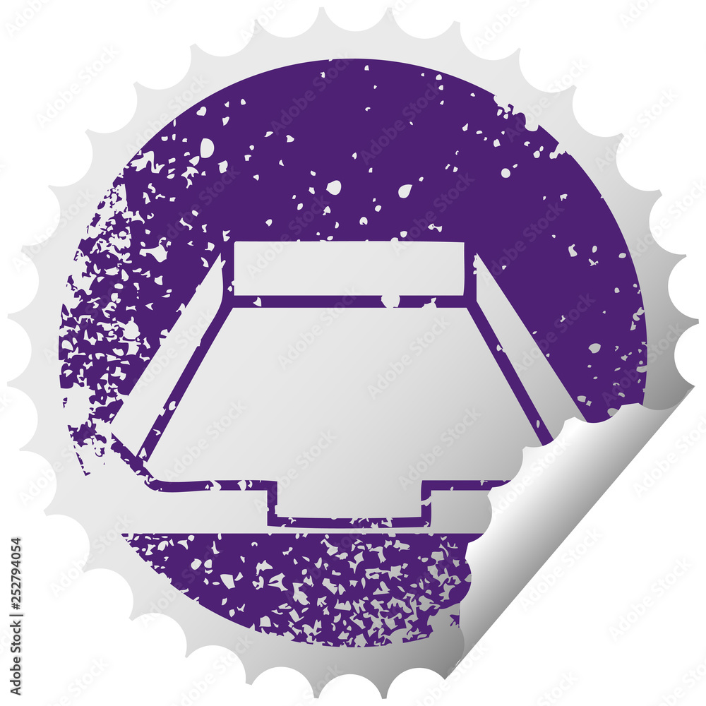 Obraz premium distressed circular peeling sticker symbol in box